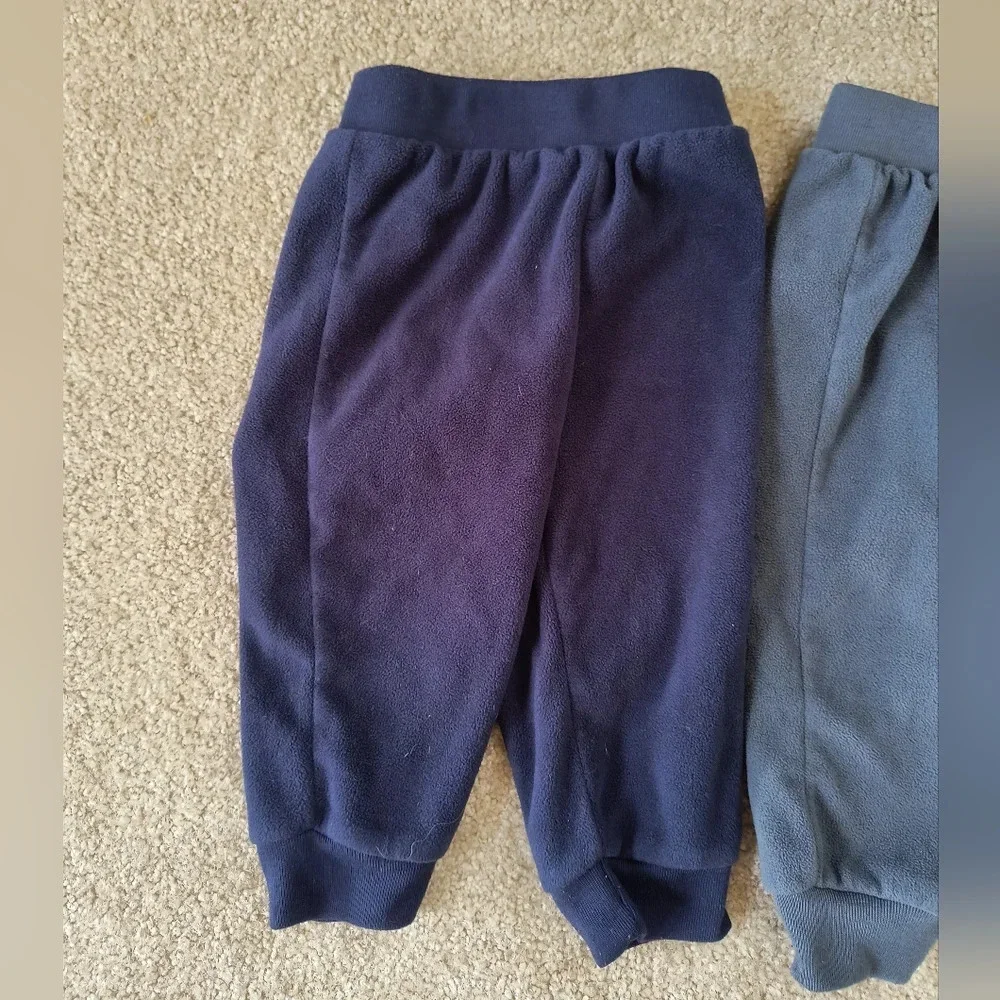 2 pair very lightly used blue and gray sweatpants for baby size 12 months